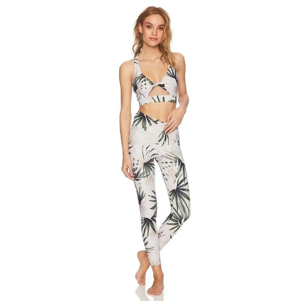 Beach Riot Cara Palm Leaf Criss Cross Leggings
